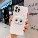 For iPhone 12 Pro Max Cute Cartoon White Cat Full Coverage Case(Blue)