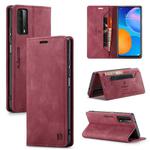 For Huawei P smart 2021 AutSpace A01 Retro Skin-feel Crazy Horse Texture Horizontal Flip Leather Case with Holder & Card Slots & Wallet & RFID(Wine Red)