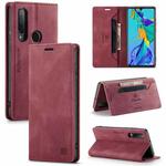 For Huawei P30 Lite AutSpace A01 Retro Skin-feel Crazy Horse Texture Horizontal Flip Leather Case with Holder & Card Slots & Wallet & RFID(Wine Red)