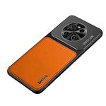 For Huawei Mate 40 Frosted Metal + Leather Texture Protective Case (Orange)