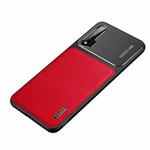 For Huawei nova 6 Frosted Metal + Leather Texture Protective Case (Red)