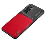 For Huawei nova 7 5G Frosted Metal + Leather Texture Protective Case (Red)
