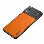 For Huawei P20 Pro Frosted Metal + Leather Texture Protective Case (Orange)