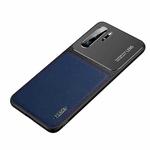 For Huawei P30 Frosted Metal + Leather Texture Protective Case (Blue)