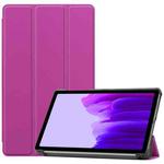 For Samsung Galaxy Tab A7 Lite T225 Custer Pattern Pure Color Horizontal Flip Leather Case with Three-folding Holder(Purple)