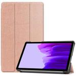 For Samsung Galaxy Tab A7 Lite T225 Custer Pattern Pure Color Horizontal Flip Leather Case with Three-folding Holder(Rose Gold)