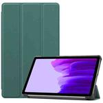 For Samsung Galaxy Tab A7 Lite T225 Custer Pattern Pure Color Horizontal Flip Leather Case with Three-folding Holder(Dark Green)