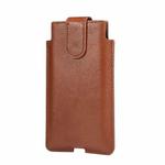 Universal Cow Leather Vertical Mobile Phone Leather Case Waist Bag For 6.1 inch and Below Phones(Brown)