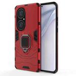 For Huawei P50 Pro PC + TPU Shockproof Protective Case with Magnetic Ring Holder(Red)