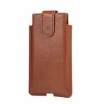Universal Cow Leather Vertical Mobile Phone Leather Case Waist Bag For 6.7 inch and Below Phones(Brown)