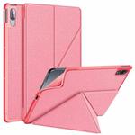 For Lenovo Tab P11 Pro  TB-706F Cloth Texture Multi-folding Horizontal Flip PU Leather Shockproof Case with Holder & Sleep / Wake-up Function(Pink)