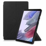 For Samsung Galaxy Tab A7 10.4 2020 T500 Cloth Texture Multi-folding Horizontal Flip PU Leather Shockproof Case with Holder & Sleep / Wake-up Function(Black)