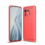 For Xiaomi Mi 11 Pro Brushed Texture Carbon Fiber TPU Case(Red)
