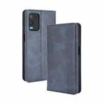 For OPPO A54 4G Magnetic Buckle Retro Crazy Horse Texture Horizontal Flip Leather Case with Holder & Card Slots & Photo Frame(Blue)