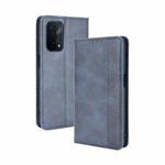 For OPPO A93 5G Magnetic Buckle Retro Crazy Horse Texture Horizontal Flip Leather Case with Holder & Card Slots & Photo Frame(Blue)