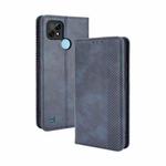 For OPPO Realme C21 Magnetic Buckle Retro Crazy Horse Texture Horizontal Flip Leather Case with Holder & Card Slots & Photo Frame(Blue)
