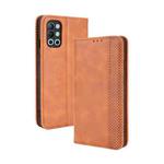 For OnePlus 9R Magnetic Buckle Retro Crazy Horse Texture Horizontal Flip Leather Case with Holder & Card Slots & Photo Frame(Brown)