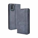 For OnePlus 9R Magnetic Buckle Retro Crazy Horse Texture Horizontal Flip Leather Case with Holder & Card Slots & Photo Frame(Blue)