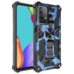 For Samsung Galaxy A32 4G Camouflage Armor Shockproof TPU + PC Magnetic Protective Case with Holder(Dark Blue)