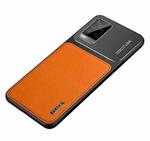 For vivo S7 Frosted Metal + Leather Texture Protective Case(Orange)
