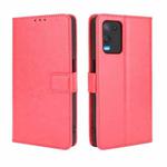 For OPPO A54 4G Retro Crazy Horse Texture Horizontal Flip Leather Case with Holder & Card Slots & Lanyard(Red)
