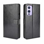 For OnePlus 9 (EU/US Version) Retro Crazy Horse Texture Horizontal Flip Leather Case with Holder & Card Slots & Lanyard(Black)