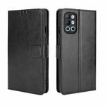 For OnePlus 9R Retro Crazy Horse Texture Horizontal Flip Leather Case with Holder & Card Slots & Lanyard(Black)