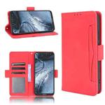 For Nokia 7.3 Skin Feel Calf Pattern Horizontal Flip Leather Case with Holder & Card Slots & Photo Frame(Red)