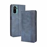 For Xiaomi Redmi Note 10 4G / Note 10S Magnetic Buckle Retro Crazy Horse Texture Horizontal Flip Leather Case with Holder & Card Slots & Photo Frame(Blue)