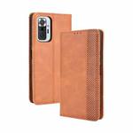 For Xiaomi Redmi Note 10 Pro/Note 10 Pro Max 4G Magnetic Buckle Retro Crazy Horse Texture Horizontal Flip Leather Case with Holder & Card Slots & Photo Frame(Brown)