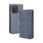 For Xiaomi Mi 11 Pro Magnetic Buckle Retro Crazy Horse Texture Horizontal Flip Leather Case with Holder & Card Slots & Photo Frame(Blue)