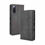 For Sony Xperia 10 III Magnetic Buckle Retro Crazy Horse Texture Horizontal Flip Leather Case with Holder & Card Slots & Photo Frame(Black)