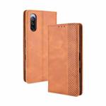 For Sony Xperia 10 III Magnetic Buckle Retro Crazy Horse Texture Horizontal Flip Leather Case with Holder & Card Slots & Photo Frame(Brown)