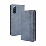 For Sony Xperia 10 III Magnetic Buckle Retro Crazy Horse Texture Horizontal Flip Leather Case with Holder & Card Slots & Photo Frame(Blue)