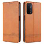 For OPPO A93 (5G) AZNS Magnetic Calf Texture Horizontal Flip Leather Case with Card Slots & Holder & Wallet(Light Brown)