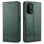 For OPPO A93 (5G) AZNS Magnetic Calf Texture Horizontal Flip Leather Case with Card Slots & Holder & Wallet(Dark Green)