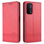 For OPPO A93 (5G) AZNS Magnetic Calf Texture Horizontal Flip Leather Case with Card Slots & Holder & Wallet(Red)