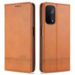 For OPPO A74 (5G) AZNS Magnetic Calf Texture Horizontal Flip Leather Case with Card Slots & Holder & Wallet(Light Brown)