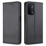 For OPPO A74 (5G) AZNS Magnetic Calf Texture Horizontal Flip Leather Case with Card Slots & Holder & Wallet(Black)
