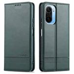 For Xiaomi Redmi K40 AZNS Magnetic Calf Texture Horizontal Flip Leather Case with Card Slots & Holder & Wallet(Dark Green)