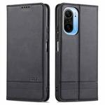 For Xiaomi Redmi K40 AZNS Magnetic Calf Texture Horizontal Flip Leather Case with Card Slots & Holder & Wallet(Black)