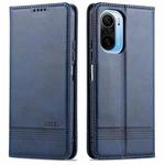 For Xiaomi Redmi K40 Pro AZNS Magnetic Calf Texture Horizontal Flip Leather Case with Card Slots & Holder & Wallet(Dark Blue)