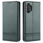 For Samsung Galaxy A32 4G AZNS Magnetic Calf Texture Horizontal Flip Leather Case with Card Slots & Holder & Wallet(Dark Green)