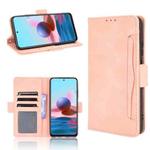 For Xiaomi Redmi Note 10 4G / Note 10S Skin Feel Calf Pattern Horizontal Flip Leather Case with Holder & Card Slots & Photo Frame(Pink)