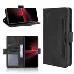 For Sony Xperia 1 III Skin Feel Calf Pattern Horizontal Flip Leather Case with Holder & Card Slots & Photo Frame(Black)