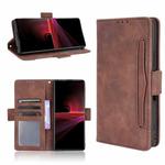 For Sony Xperia 1 III Skin Feel Calf Pattern Horizontal Flip Leather Case with Holder & Card Slots & Photo Frame(Brown)
