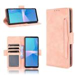 For Sony Xperia 10 III Skin Feel Calf Pattern Horizontal Flip Leather Case with Holder & Card Slots & Photo Frame(Pink)