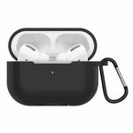 Solid Color Silicone Earphone Protective Case for AirPods Pro, with Hook(Black)