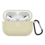 Solid Color Silicone Earphone Protective Case for AirPods Pro, with Hook(Beige)
