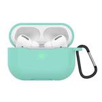 Solid Color Silicone Earphone Protective Case for AirPods Pro, with Hook(Teal)